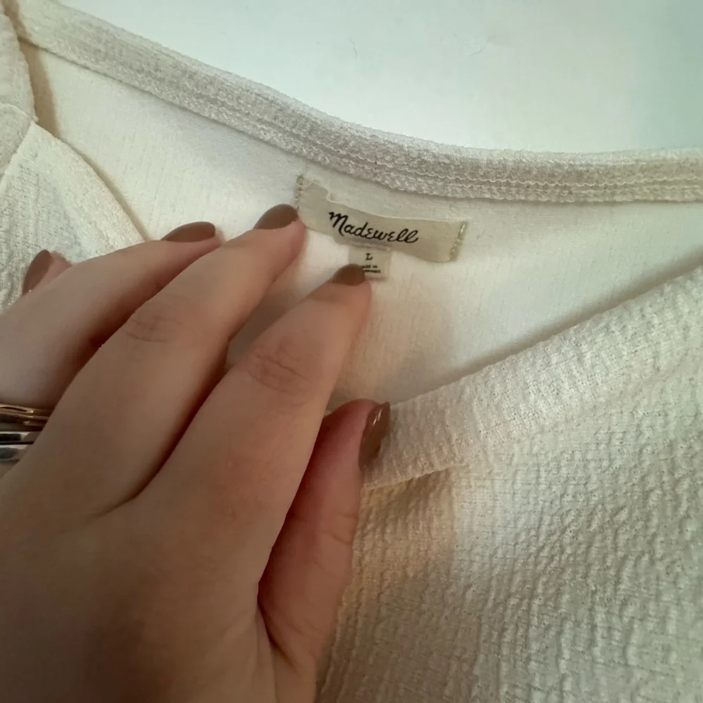 Madewell Cream Square Neck Puff Sleeve Blouse